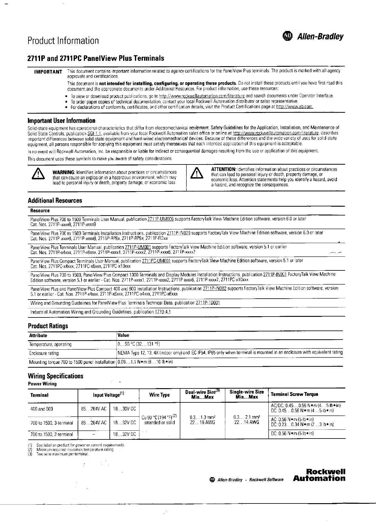 A-B 2711P Technical Documentation